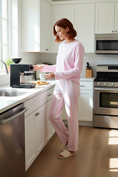 PayBuy Women's Anthracite Striped Cotton Pajama Set Functional Durable Quality Comfortable Casual