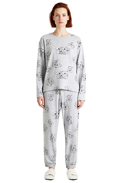 PayBuy Women's Koala Patterned Melange Pajama Set Functional Durable Quality Comfortable Aesthetic Stylish