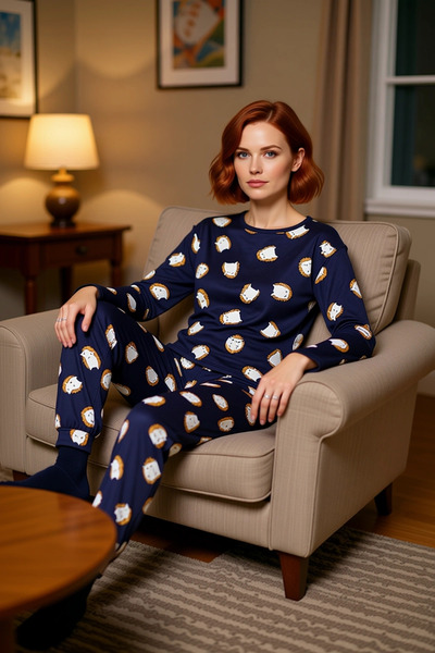 PayBuy Women's Animal Pattern Crew Neck Cotton Pajama Set Functional Durable Quality Stylish