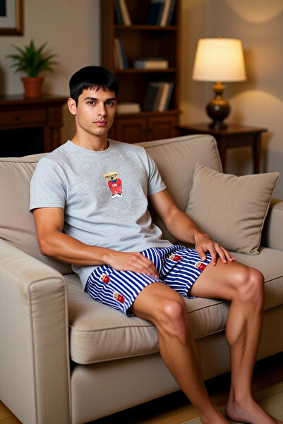 PayBuy Men's Animal Pattern Crew Neck Short Sleeve Pajama Set Functional Durable Quality