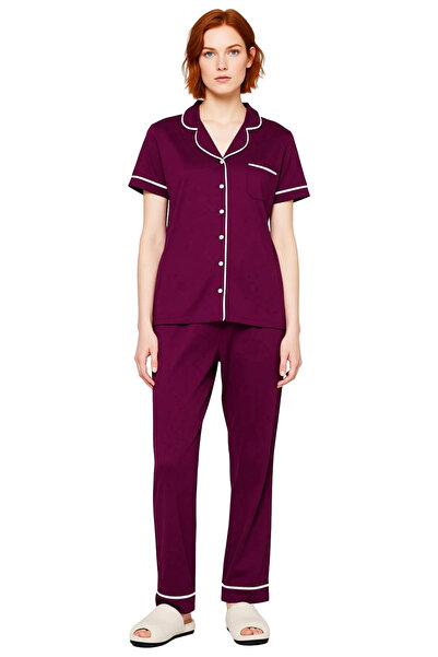 PayBuy Women's Star Patterned Shirt Collar Knitted Pajama Set Functional Durable Quality Aesthetic