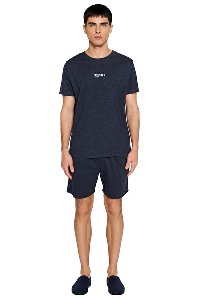 PayBuy Men's Slogan Printed Crew Neck Short Sleeve Cotton Pajama Set Functional Durable Stylish