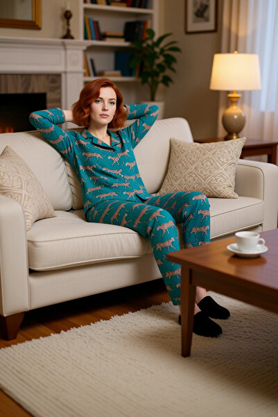 PayBuy Women's Tiger Pattern Shirt Collar Pajama Set Functional Durable Quality Comfortable Stylish