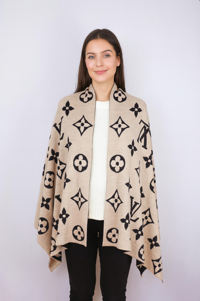 Sebir Moda Patterned Double Sided Knitwear Shawl