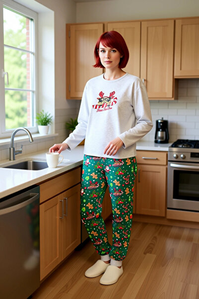 PayBuy Women's Melange Christmas Themed Pajama Set Functional Durable Quality Comfortable Aesthetic Stylish