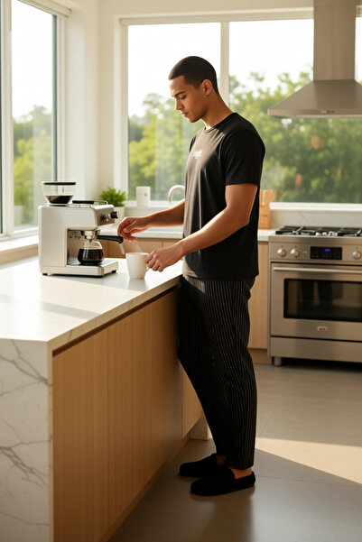 PayBuy Men's Striped Pajama Set Crew Neck Short Sleeve Functional Durable Quality Modern