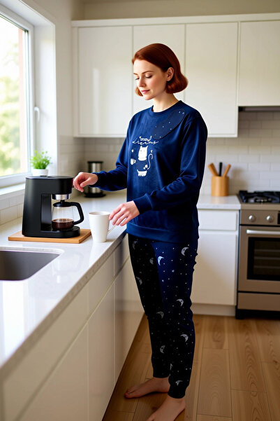 PayBuy Set de pijamale din catifea pisică brodate pentru femei Funcțional Durabil Calitate Confortabil Estetic Elegant