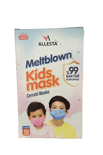 ALLESTA 3 Katlı 10'lu Paket Cerrahi Çocuk Maskesi