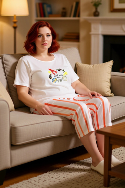 PayBuy Γυναικείο σετ πιτζάμες με ριγέ κάπρι με λαιμόκοψη, λειτουργικό, ανθεκτικό, ποιοτικό, άνετο και κομψό