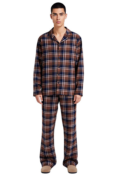 PayBuy Ανδρικό σετ πιτζάμες καρό με μακρυμάνικο πουκάμισο και παντελόνι Λειτουργικό ανθεκτικό και ποιοτικό άνετο