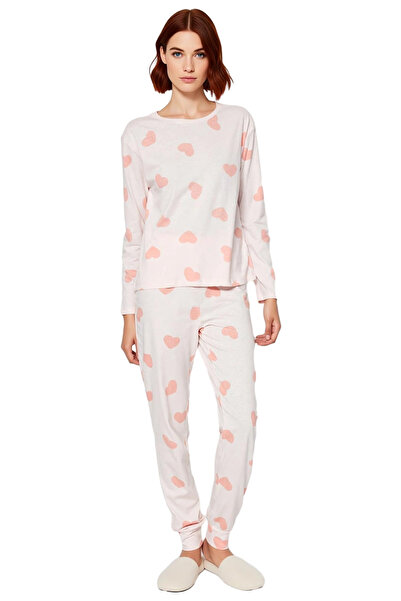 PayBuy Women's Heart Pajama Set Crew Neck Long Sleeve Functional Durable Quality Comfortable Stylish