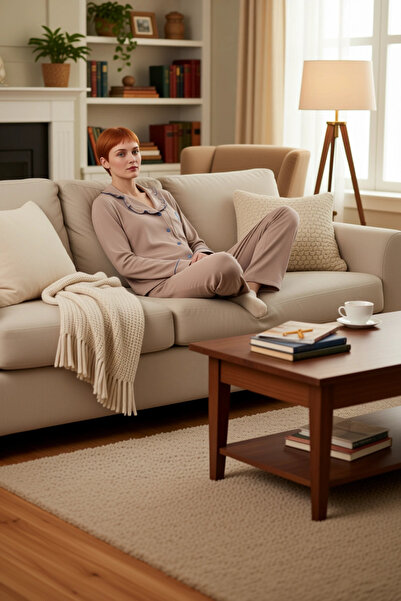 PayBuy Γυναικείο Σετ Πιτζάμες Πλεκτό με Κέντημα με Βολάν Λειτουργικό Ανθεκτικ...