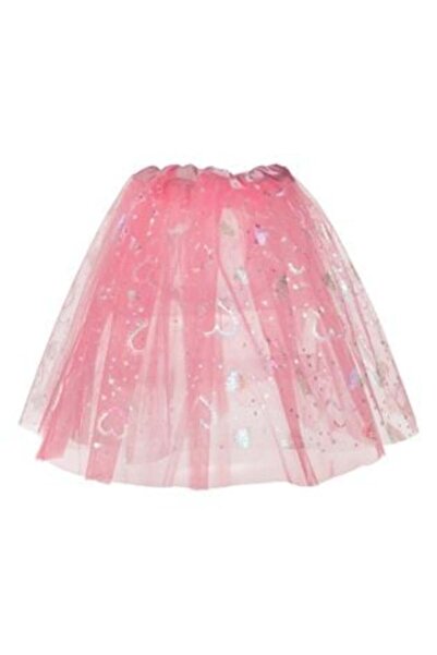 OEM Fustă tutu din tul roz cu inimioare și stele holografice