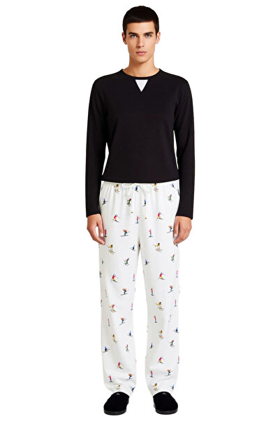 PayBuy Men's Crew Neck Waffle Pajama Set Ski Patterned Pants Functional Durable Sportswear