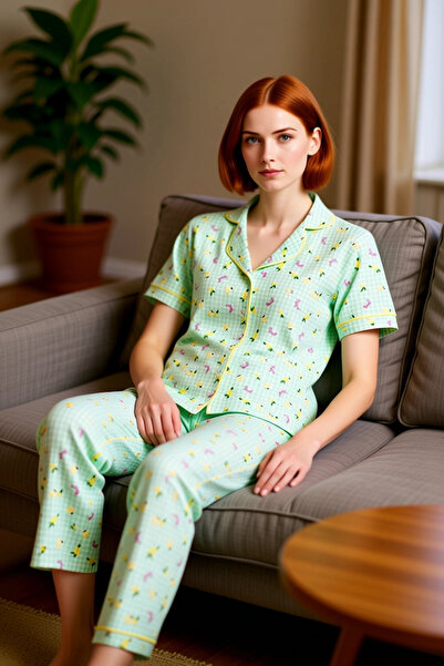 PayBuy Mlada devojka Karirano Sa deznom Košulja i pantalone Pidžama set Funkc...