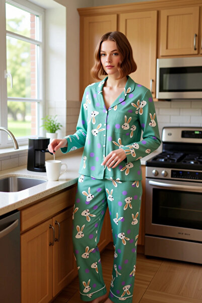 PayBuy Women's Viscose Rabbit Pattern Shirt Pants Pajama Set Functional Durable Quality Stylish