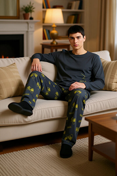 PayBuy Men's Gaming Themed Crew Neck Long Sleeve Pajama Set Functional Durable Quality Stylish