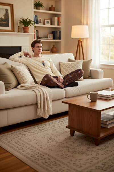 PayBuy Ανδρικό σετ πιτζάμες με μοτίβο αρκουδάκι με λαιμόκοψη, λειτουργικό, ανθεκτικό, ποιοτικό, άνετο και κομψό