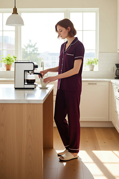 PayBuy Women's Star Patterned Shirt Collar Knitted Pajama Set Functional Durable Quality Aesthetic