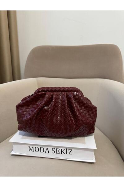 Moda Sekiz Women's Patterned Magnet Closure Scholarship Knitted Pattern Handbag and Crossbody Shoulder Bag
