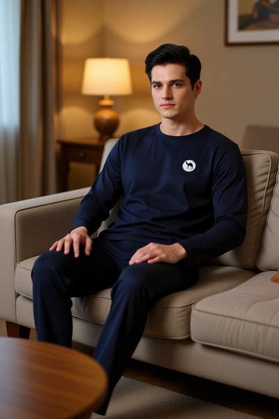 PayBuy Ανδρικό σετ πιτζάμες Camel με τύπωμα με λαιμόκοψη, λειτουργικό, ανθεκτικό, ποιοτικό, άνετο και κομψό