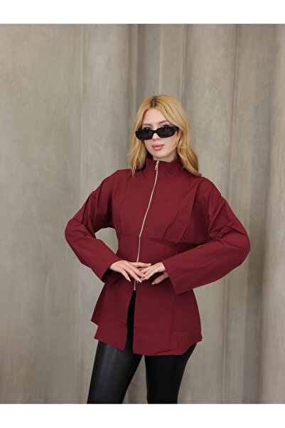 GRODYT Grody.T Zippered Women's Shirt Waist Part Shaping / Sculpting Light Slim Fit Long Sleeve Poplin Fabric