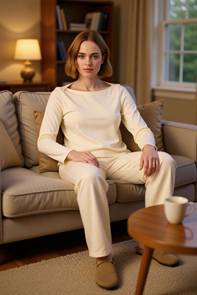 PayBuy Women's Plum Viscose Single Jersey Boat Neck Long Sleeve Pajama Set Functional Durable Comfortable