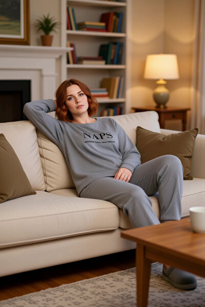 PayBuy Women's Slogan Printed Crew Neck Knitted Tracksuit Set Functional Durable Quality Sportswear