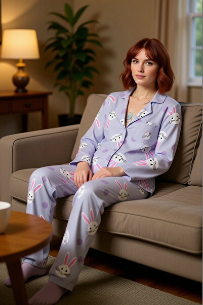 PayBuy Women's Viscose Rabbit Pattern Shirt Pants Pajama Set Functional Durable Quality Stylish