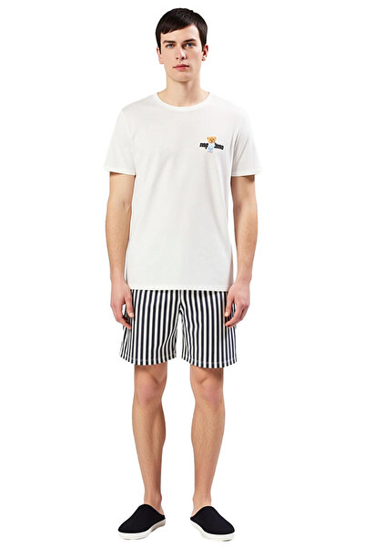 PayBuy Ανδρικό σετ πιτζάμες με ριγέ λαιμόκοψη με κοντό μανίκι Λειτουργικό ανθεκτικό και μοντέρνο