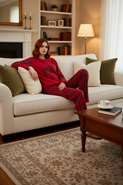 PayBuy Γυναικείο Σετ Πιτζάμες από Φλις Κόκκινο Αρκουδάκι Λειτουργικό, Ανθεκτι...