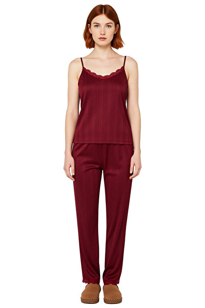 PayBuy Women's Lace Detailed Knitted Pajama Set Three-Piece Set Functional Durable Quality Comfortable Stylish