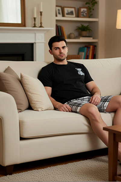 PayBuy Ανδρικό σετ πιτζάμες με καρό σορτς με λαιμόκοψη, λειτουργικό, ανθεκτικ...