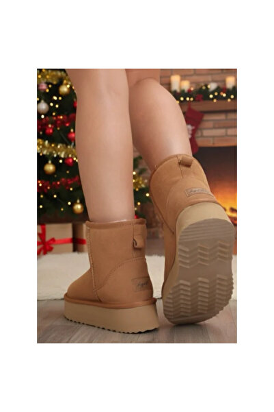 virboti Women's fur-lined suede UG-style boots - Camel