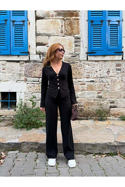 İrka Moda Selanik Kumaş ZR Model Hırka Pantolon Takım