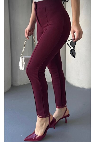 LİSAA BUTİK Women's Tapered Leg Front and Back Printed Tapered Leg Crepe Pants