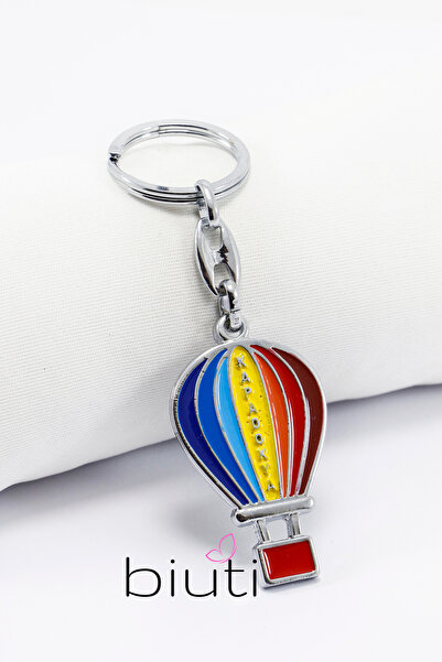 biuti Renkli Uçan Balon Kapadokya Metal Anahtarlık, Hediyelik Çanta Süsü