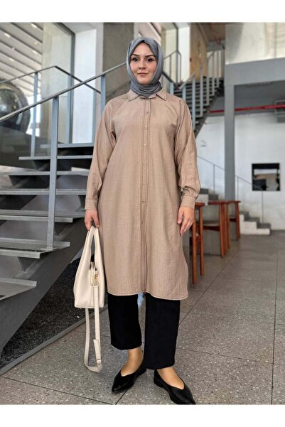 Berika YILDIRIM DÜĞMELİ GÖMLEK BEJ