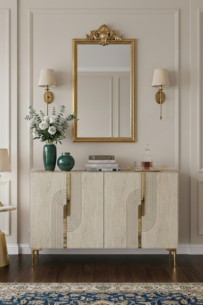 CENEYRA KA1208BTG MEYRA120 KONSOL, KAHVE KÖŞESİ ve TV SEHPASI BEYAZ-TRAVERTEN...