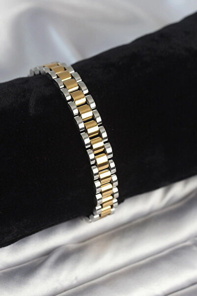 Epilons سوار رجالي من الفولاذ 316L بلون ذهبي وفضي بسمك 9 مم