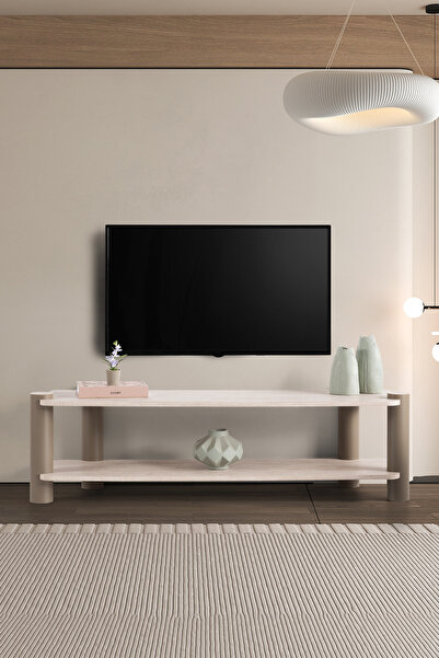 Liya Serra Tv Ünitesi Konsol Tv sehpa & Ünitesi Tv Sehpası Bohem Modern Raflı Tv Ünitesi Ayaklı Metal