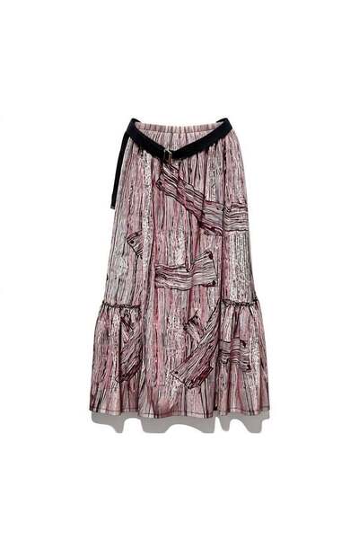 EREN STYLE Bohemian Chiffon Belted Elastic Waist Skirt (95 cm)-(38-50)