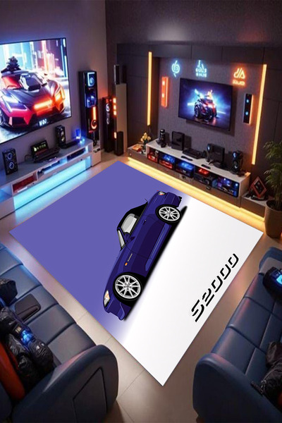 Reyhani Honda S 2000 Desenli Kaymaz Taban Makinede Yıkanabilir Gamıng Salon H...