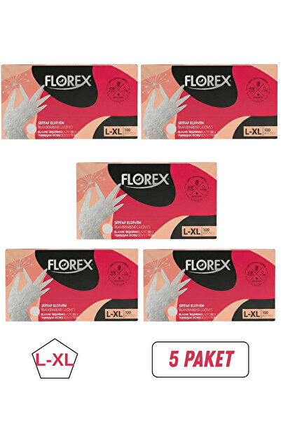 Florex Şeffaf Tpe Eldiven 100 Adet L-XL Beden 5 Paket