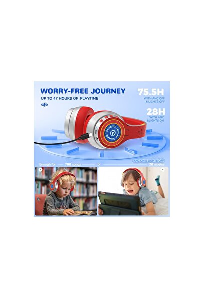 iClever Auraa Headphones, Noise Cancelling, LED, Bluetooth 6.0, Volume 80dBA, Playback 47h, Wireless, Microphone