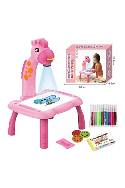 Fabrilux Τραπέζι Ζωγραφικής με Προβολέα για Παιδιά, Ροζ Καμηλοπάρδαλη, 24 Σχέ...