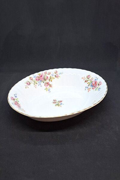 Royal Albert Moss Rose Bone China Porcelain Boat Shape Serving Bowl