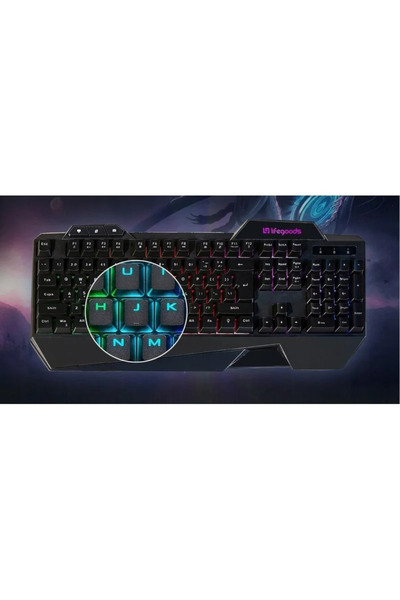 Gonga Ergonomic gaming keyboard and mouse kit 3200dpi, 7 RGB colors, Gonga® Black