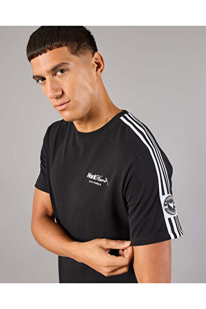 REDTAG Men Black Printed Basic T-Shirt