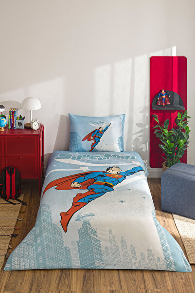 Özdilek Özdilek Superman Hero Tek Kişilik Lisanslı Lastikli Çarşaf Çocuk Nevr...